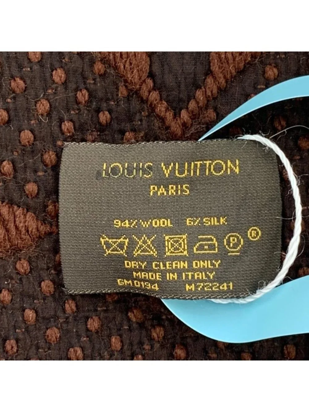 Louis Vuitton Red Brown Logo Jacquard Wool Fringe Scarf
